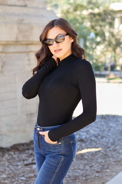 Blue Zone Planet | Basic Bae Full Size Mock Neck Long Sleeve Bodysuit BLUE ZONE PLANET