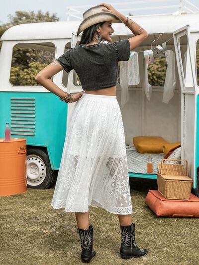 Blue Zone Planet | Embroidered Elastic Waist Skirt BLUE ZONE PLANET