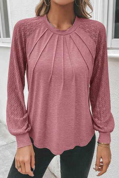 Blue Zone Planet | Heathered Round Neck Long Sleeve T-Shirt BLUE ZONE PLANET
