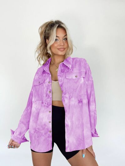 Blue Zone Planet | Tie-Dye Button Up Long Sleeve Shirt BLUE ZONE PLANET