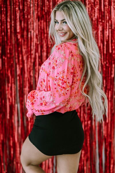 Ditsy Floral Collared Neck Shirt Trendsi
