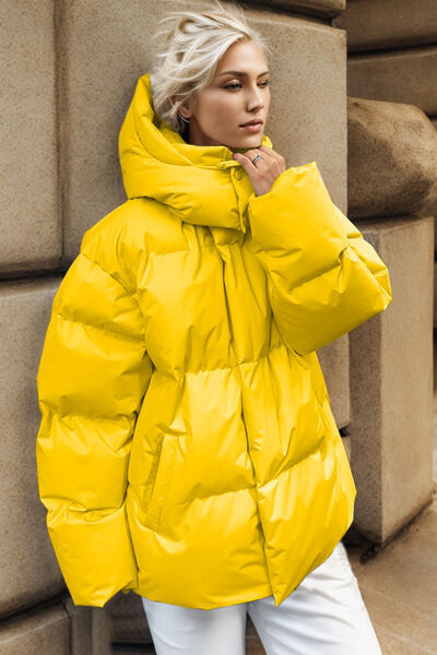 Blue Zone Planet | Pocketed Zip Up Hooded Puffer Jacket BLUE ZONE PLANET