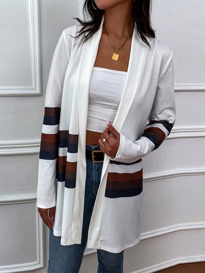 Blue Zone Planet | Color Block Open Front Cardigan BLUE ZONE PLANET