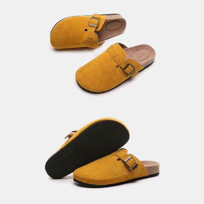 Suede Closed Toe Buckle Slide BLUE ZONE PLANET