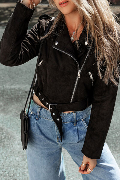 Zip Up Collared Neck Jacket BLUE ZONE PLANET
