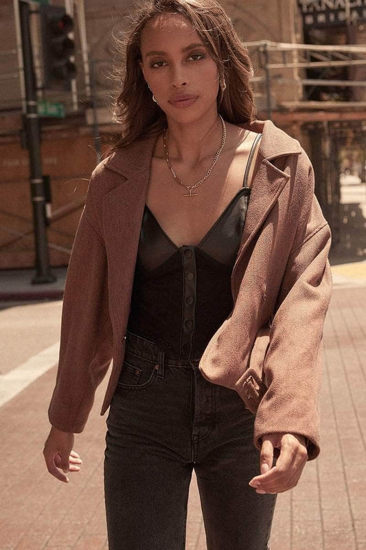 A Faux Leather And Lace Camisole Top Blue Zone Planet