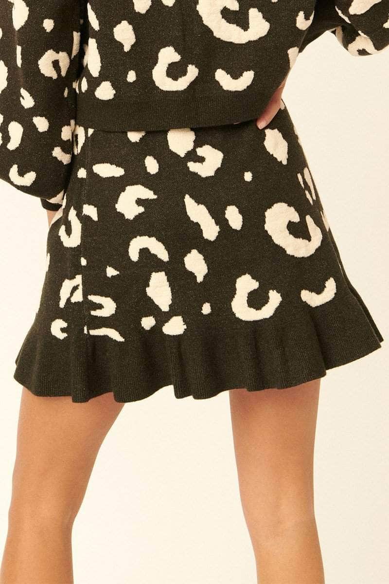 A Leopard-print Knit Mini Skirt Blue Zone Planet