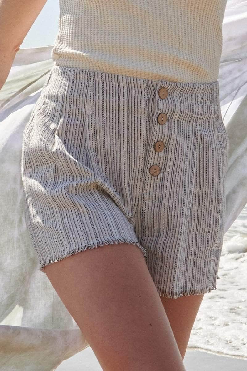 A Pair Of Striped Woven Shorts Blue Zone Planet