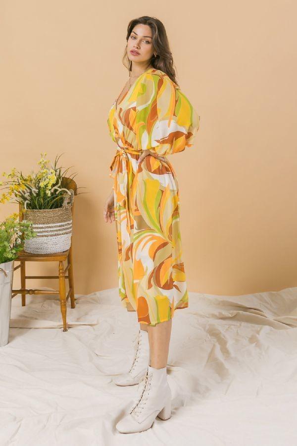 A Printed Woven Midi Dress Blue Zone Planet