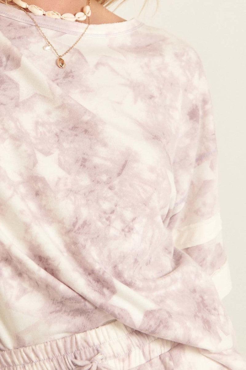 A Star-pattern Tie-dye Knit Top Blue Zone Planet