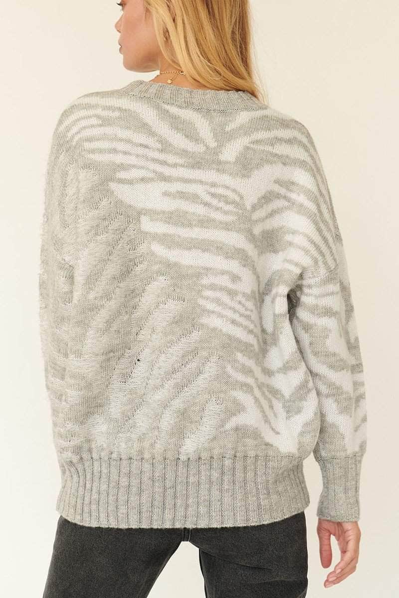 A Zebra Print Pullover Sweater Blue Zone Planet
