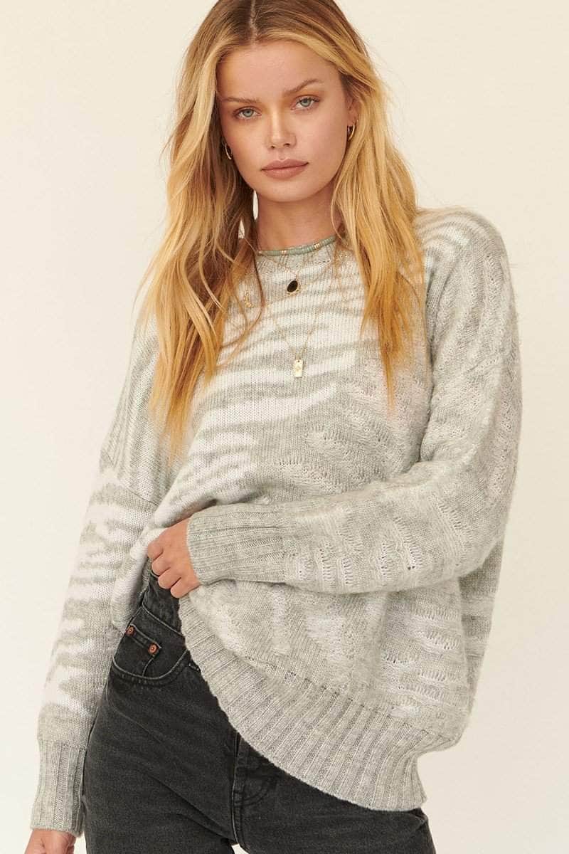 A Zebra Print Pullover Sweater Blue Zone Planet