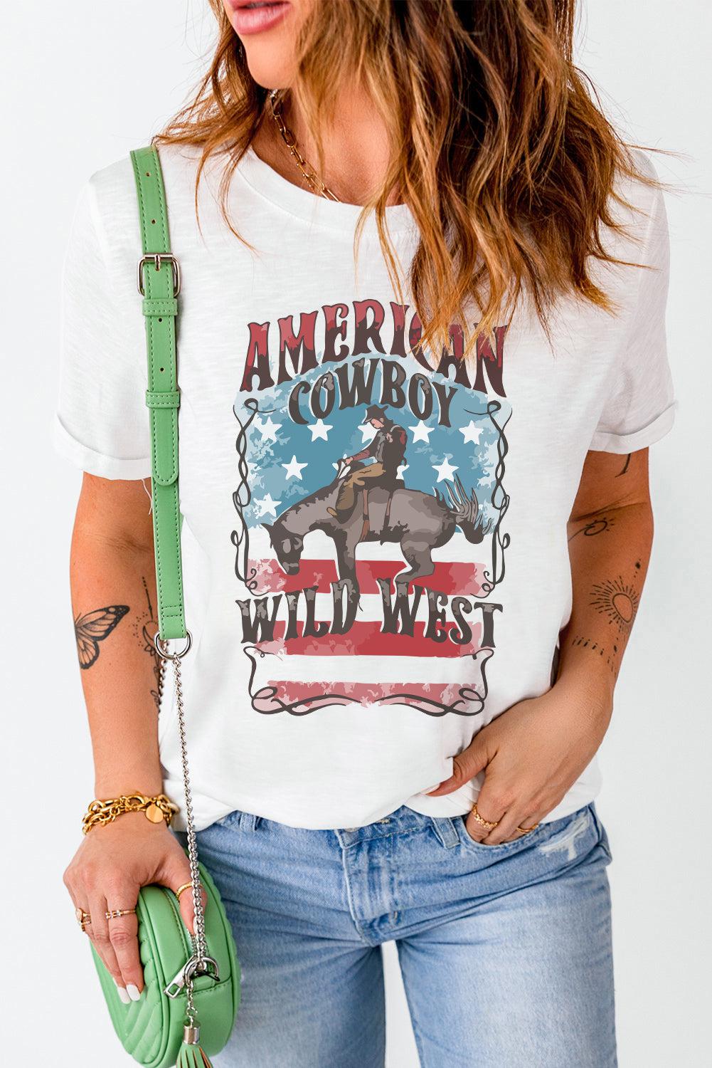 AMERICAN COWBOY WILD WEST Tee Shirt BLUE ZONE PLANET