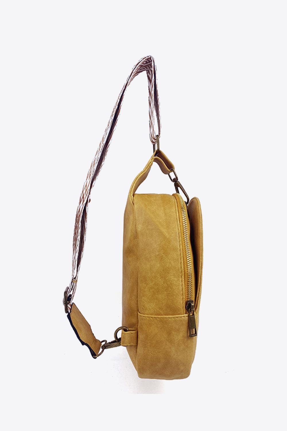 Adjustable Strap PU Leather Sling Bag BLUE ZONE PLANET