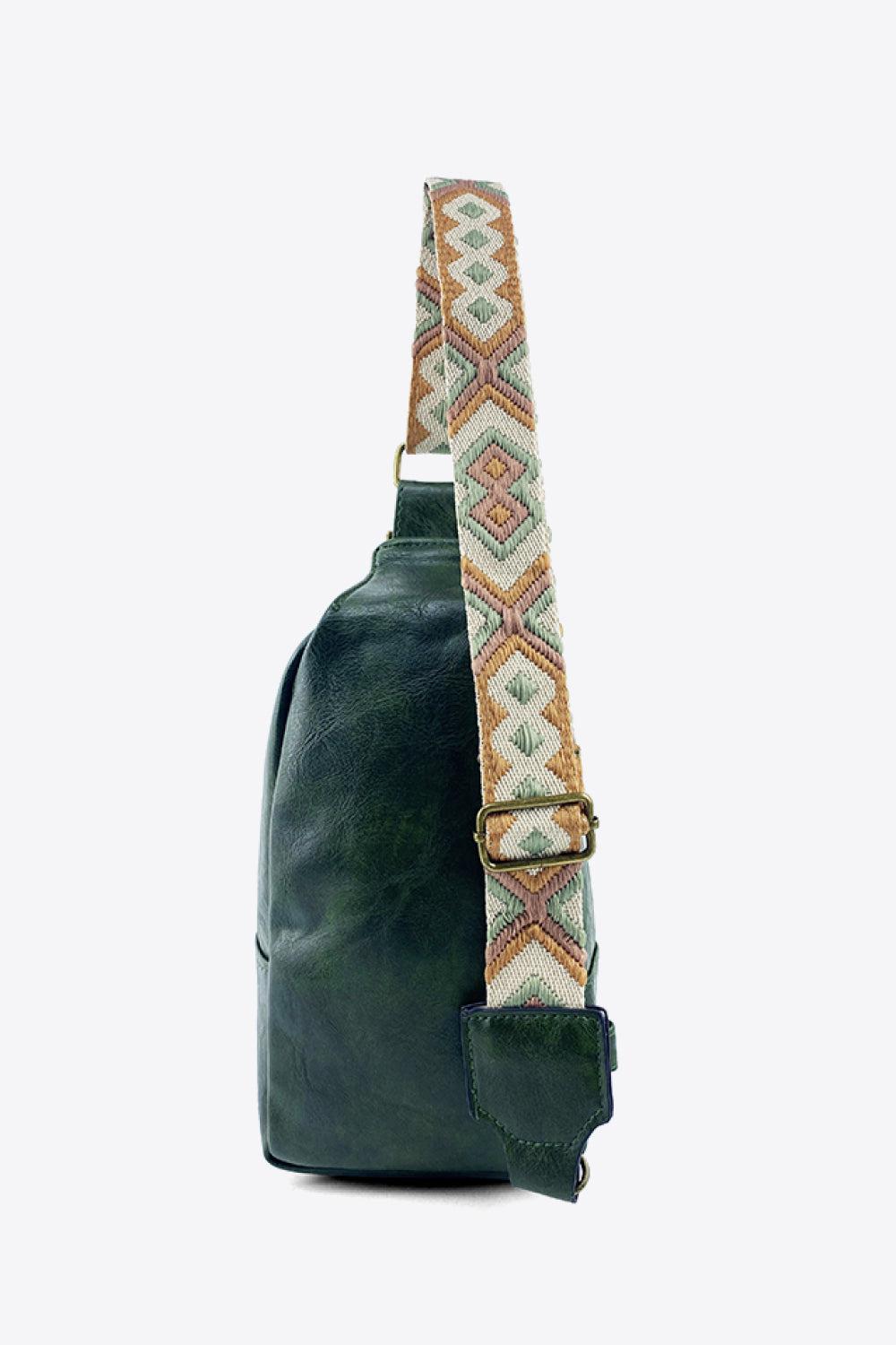 Adjustable Strap PU Leather Sling Bag BLUE ZONE PLANET