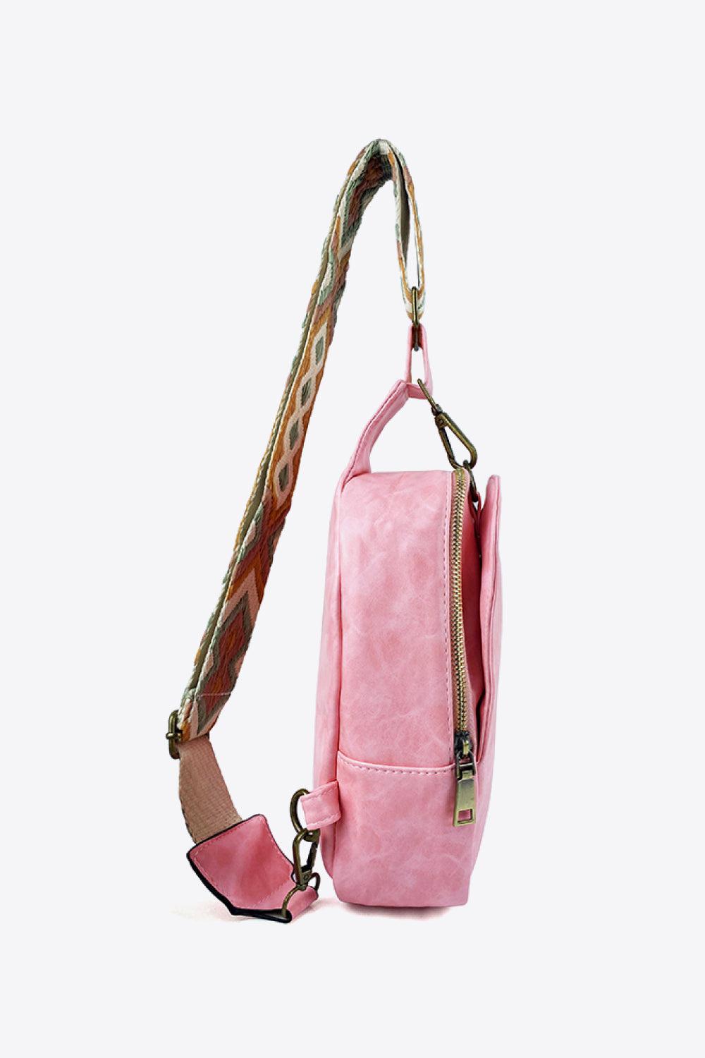 Adjustable Strap PU Leather Sling Bag BLUE ZONE PLANET