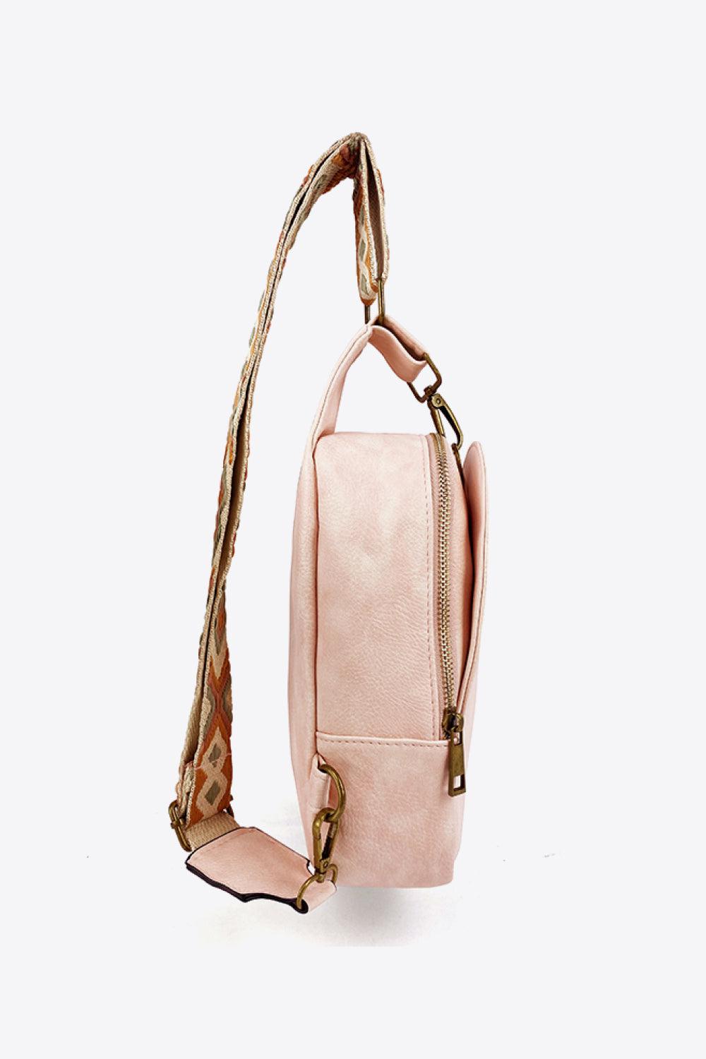 Adjustable Strap PU Leather Sling Bag BLUE ZONE PLANET