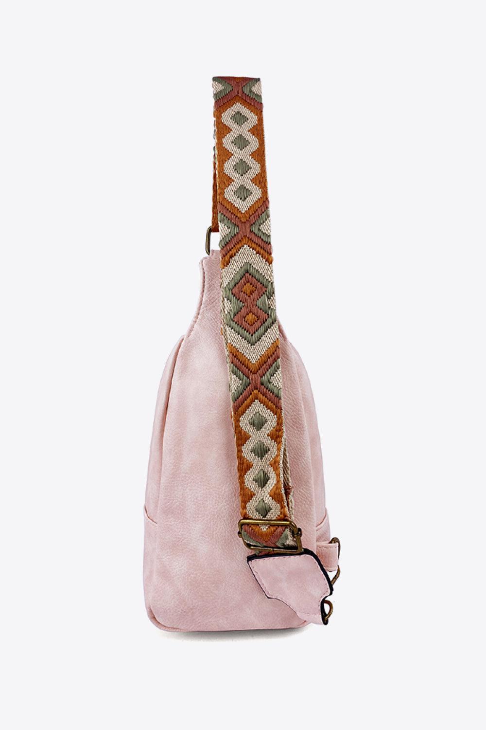 Adjustable Strap PU Leather Sling Bag BLUE ZONE PLANET