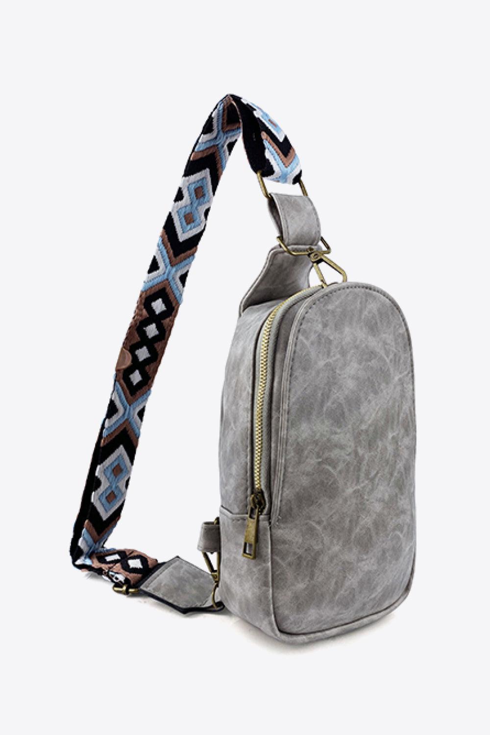Adjustable Strap PU Leather Sling Bag BLUE ZONE PLANET