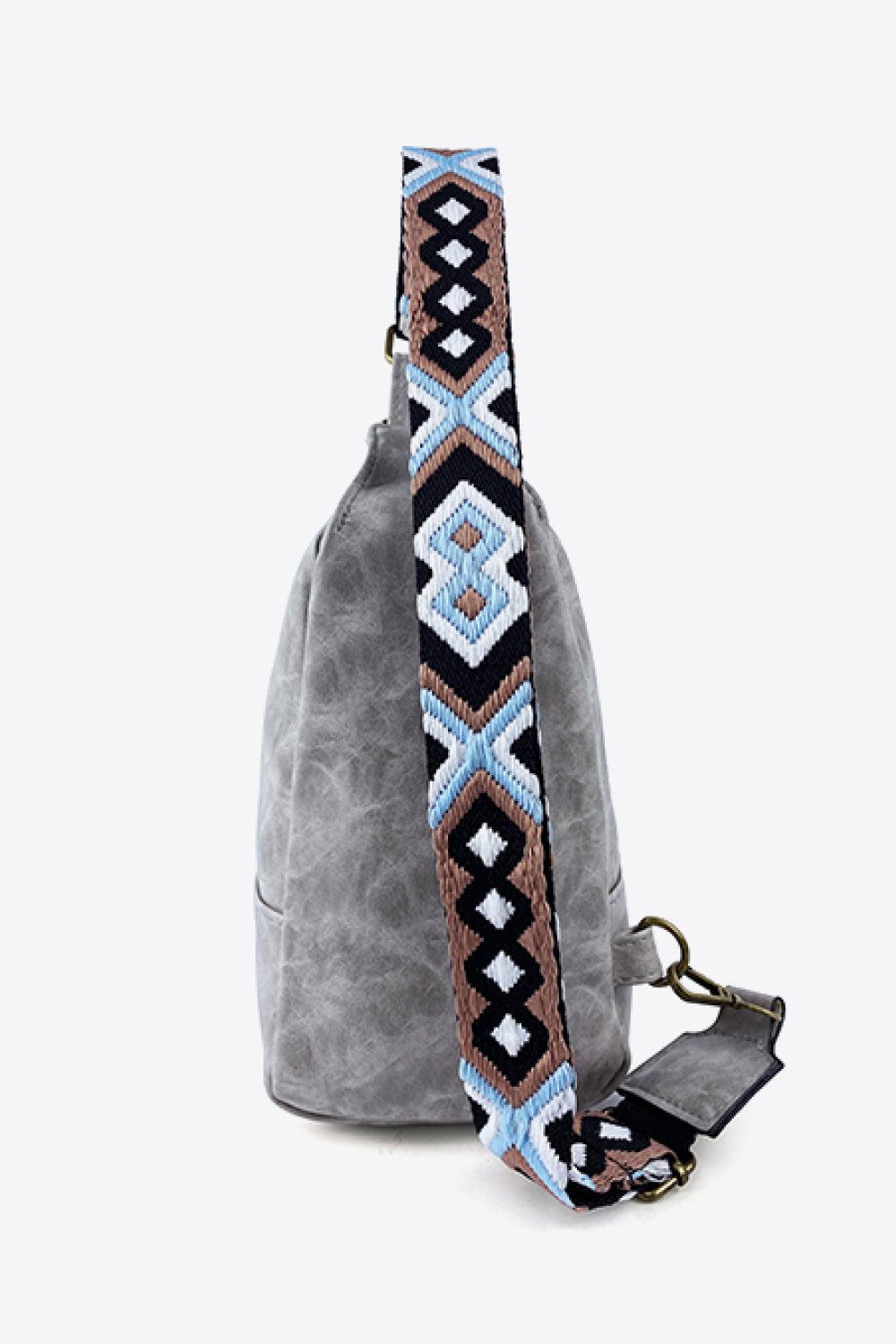 Adjustable Strap PU Leather Sling Bag BLUE ZONE PLANET