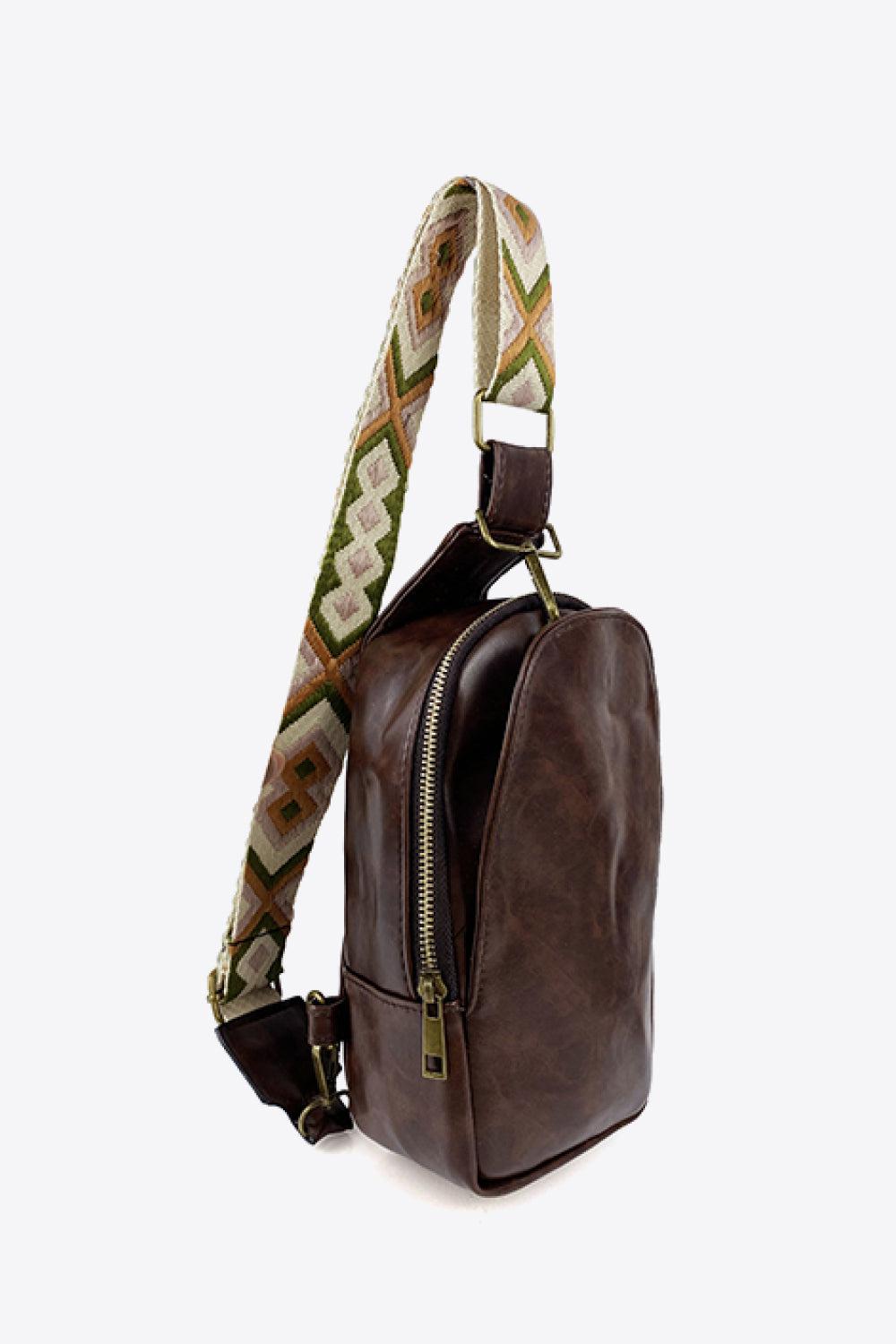 Adjustable Strap PU Leather Sling Bag BLUE ZONE PLANET