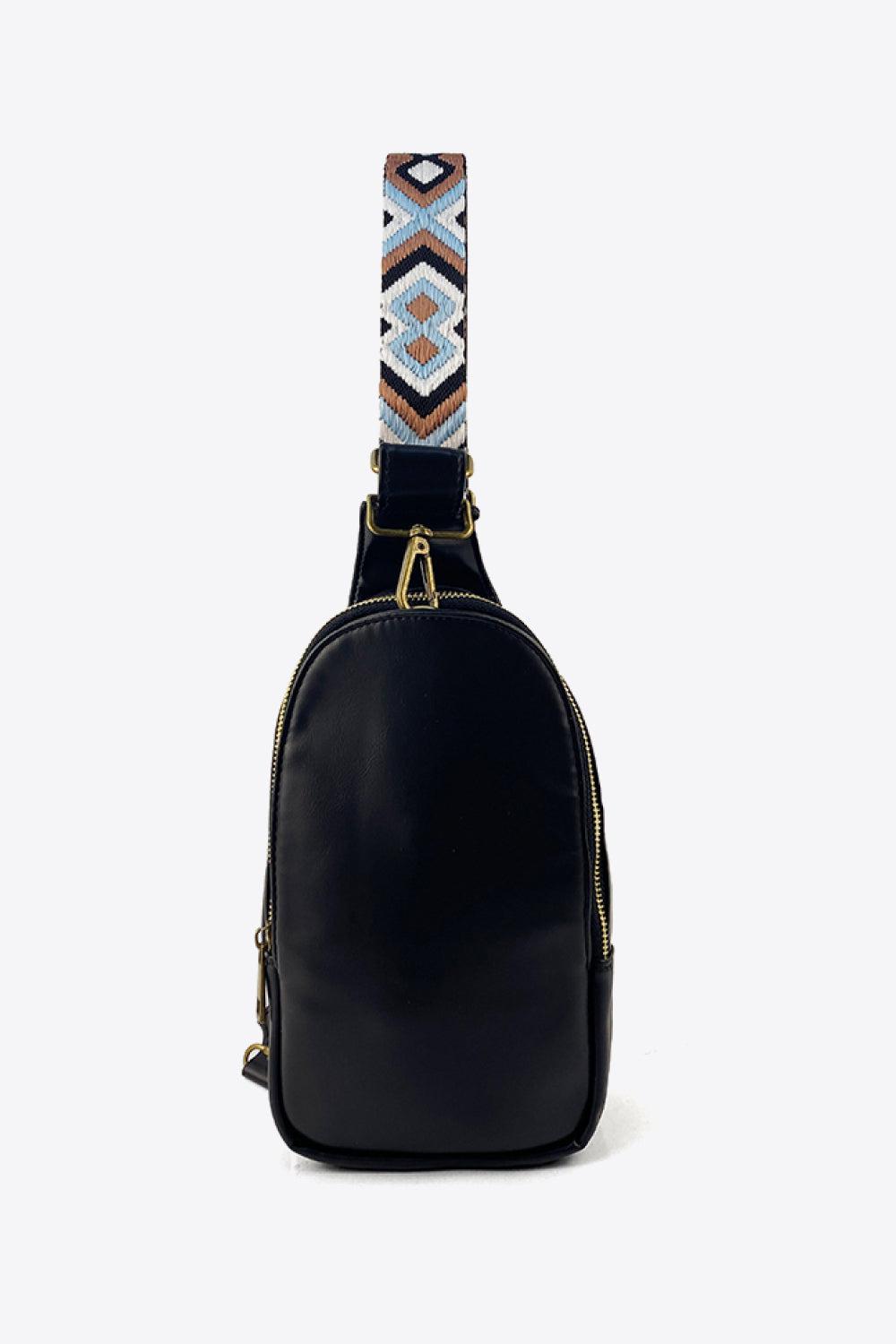 Adjustable Strap PU Leather Sling Bag BLUE ZONE PLANET