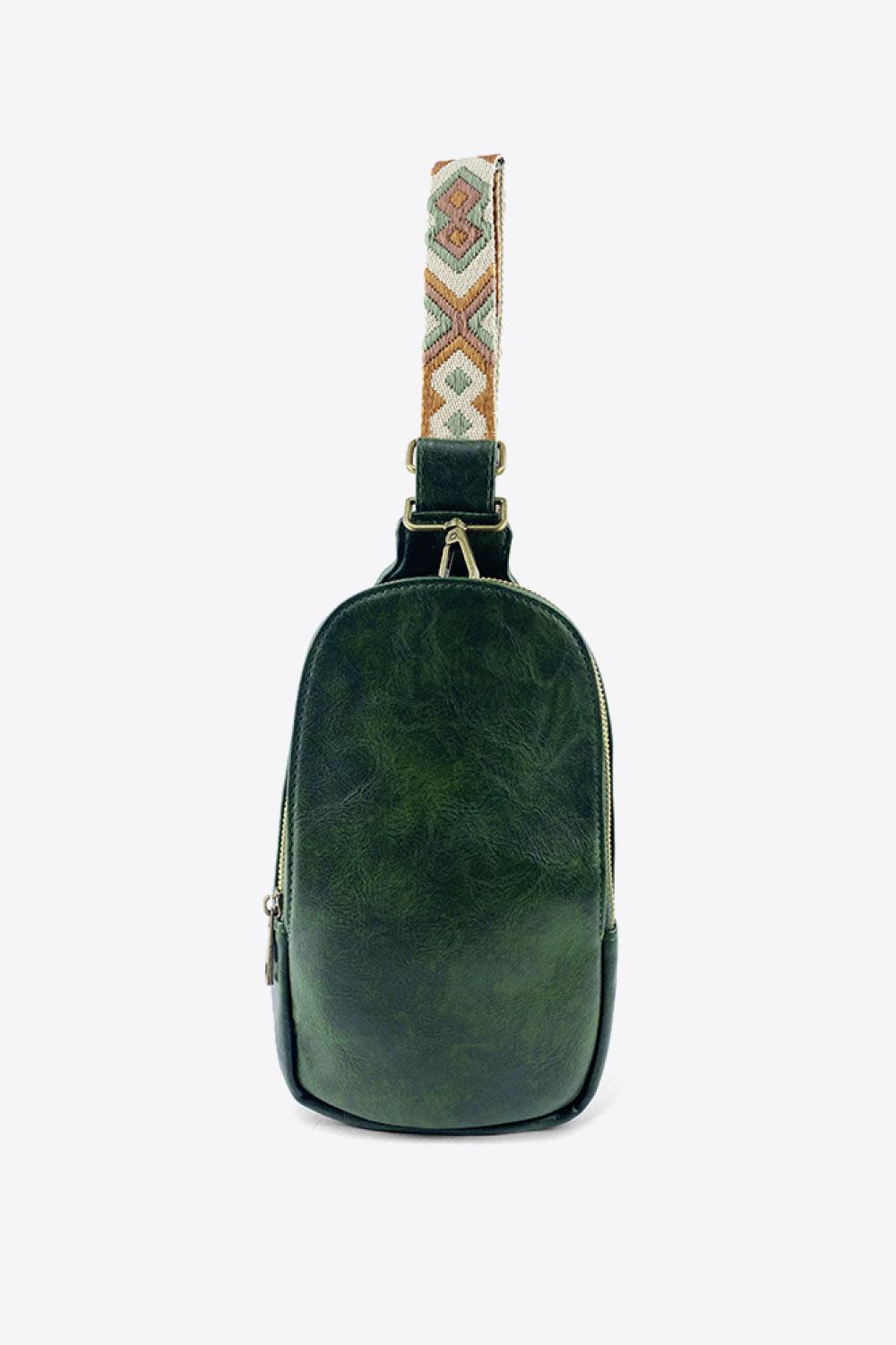 Adjustable Strap PU Leather Sling Bag BLUE ZONE PLANET