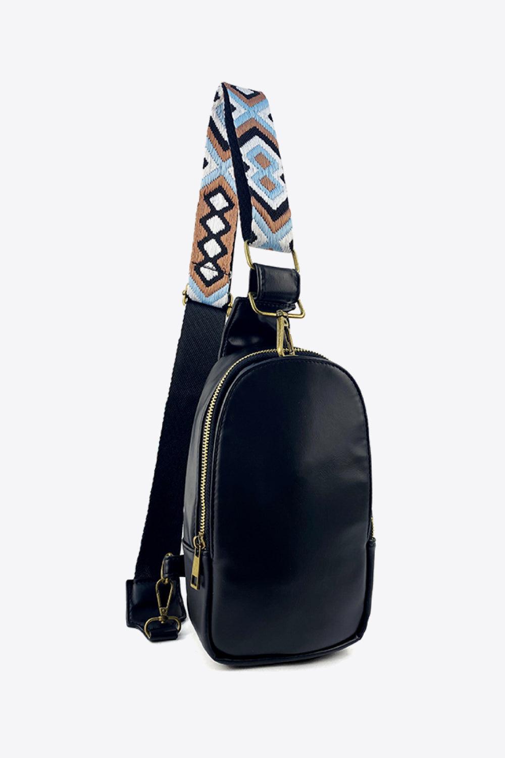 Adjustable Strap PU Leather Sling Bag BLUE ZONE PLANET