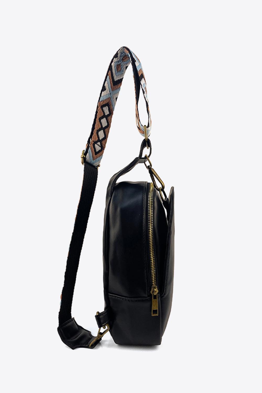 Adjustable Strap PU Leather Sling Bag BLUE ZONE PLANET