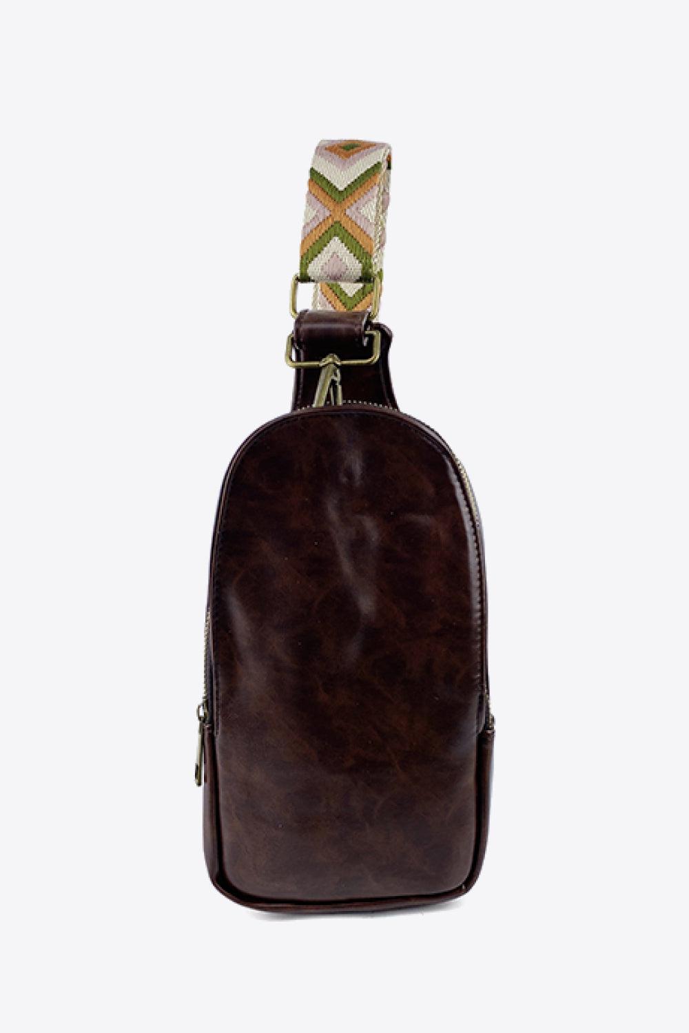 Adjustable Strap PU Leather Sling Bag BLUE ZONE PLANET