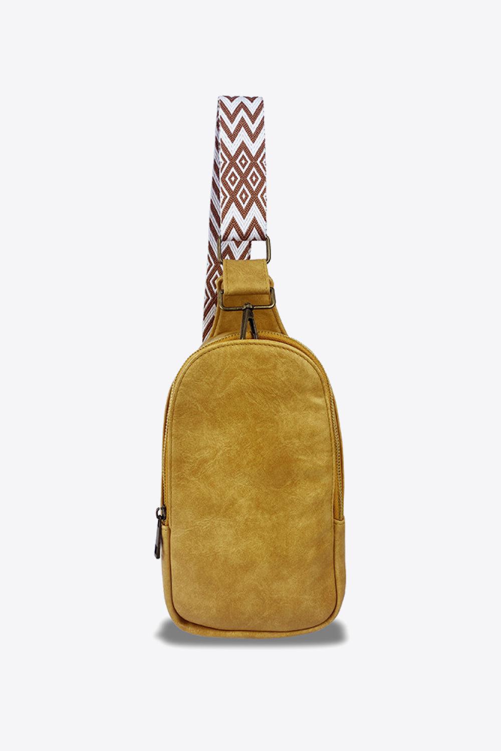 Adjustable Strap PU Leather Sling Bag BLUE ZONE PLANET