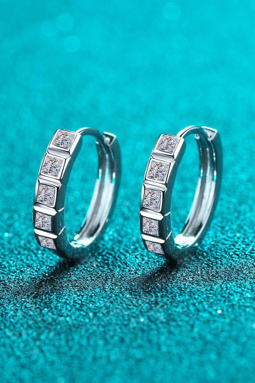 Always Chic Sterling Silver Moissanite Huggie Earrings BLUE ZONE PLANET