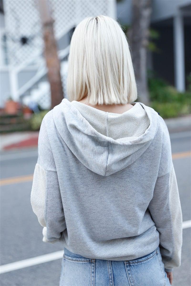 Belt & Reversed Details Zip-up Hooded Sweater Blue Zone Planet