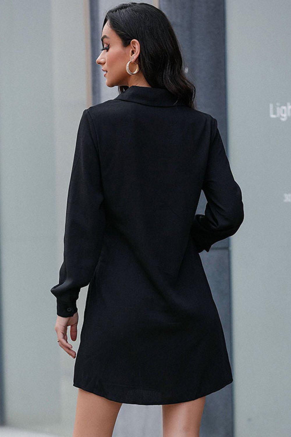 Belted Mini Shirt Dress BLUE ZONE PLANET
