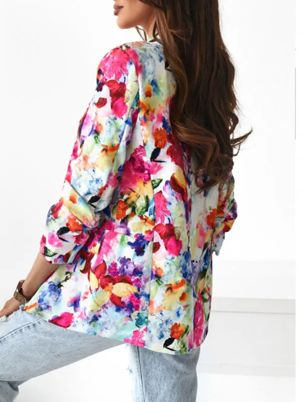Blue Zone Planet | Floral print spring coat small suit BLUE ZONE PLANET