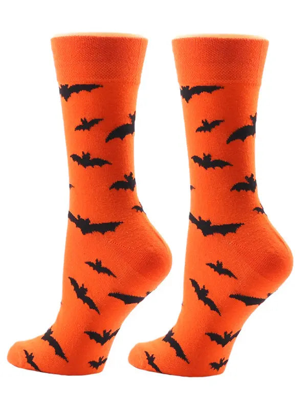 Blue Zone Planet | New Autumn and Winter Halloween Pumpkin Devil Bat Cartoon Mid-calf Socks kakaclo