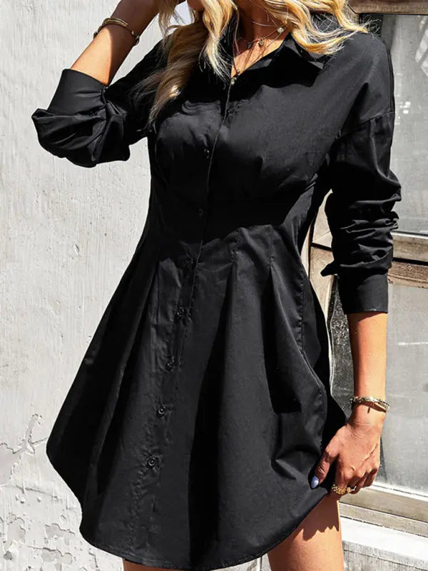 Blue Zone Planet | Solid Color Shirt Dress BLUE ZONE PLANET