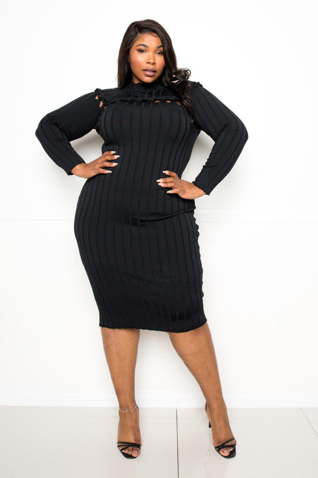 Bodycon Sweater Dress With Knot Detail Blue Zone Planet