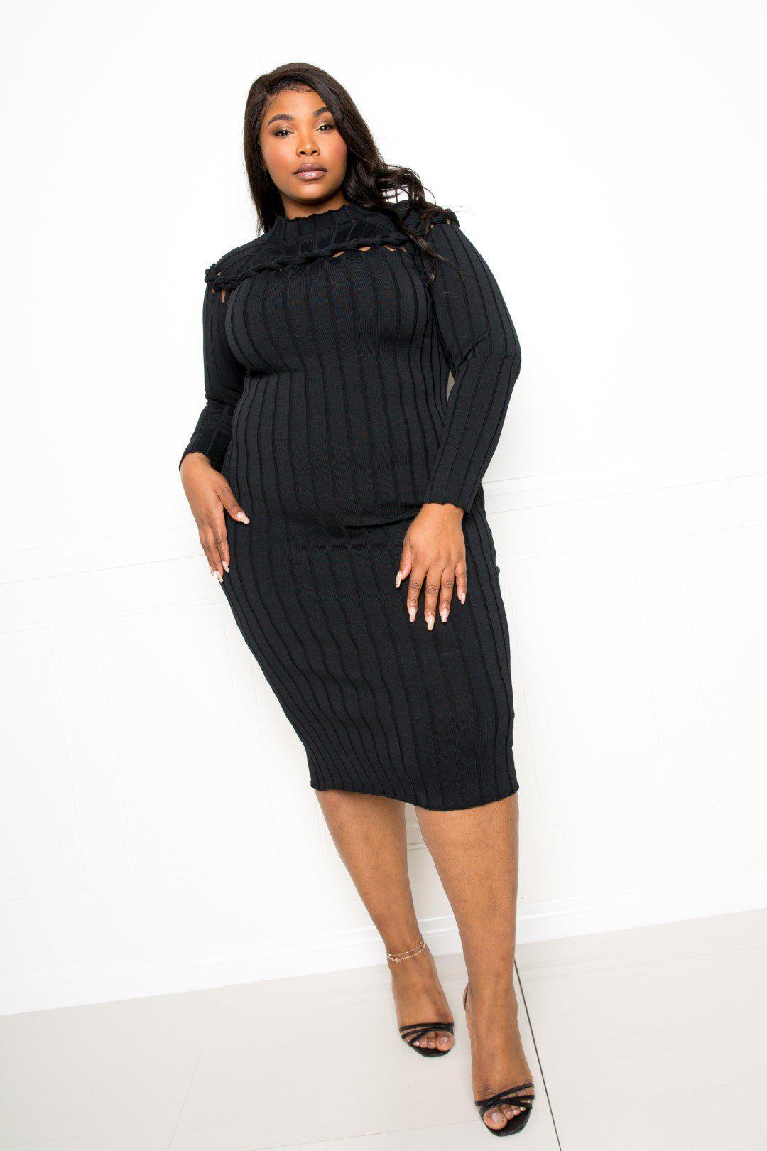 Bodycon Sweater Dress With Knot Detail Blue Zone Planet