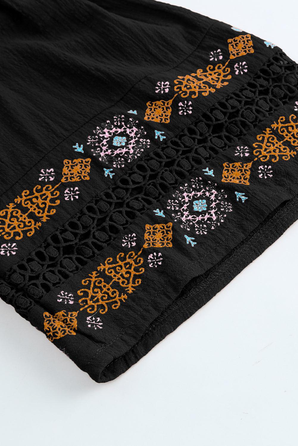 Bohemian Tassel Half Puff Sleeve Top BLUE ZONE PLANET