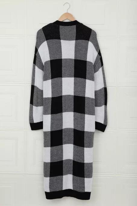 Buffalo Plaid Duster Cardigan BLUE ZONE PLANET