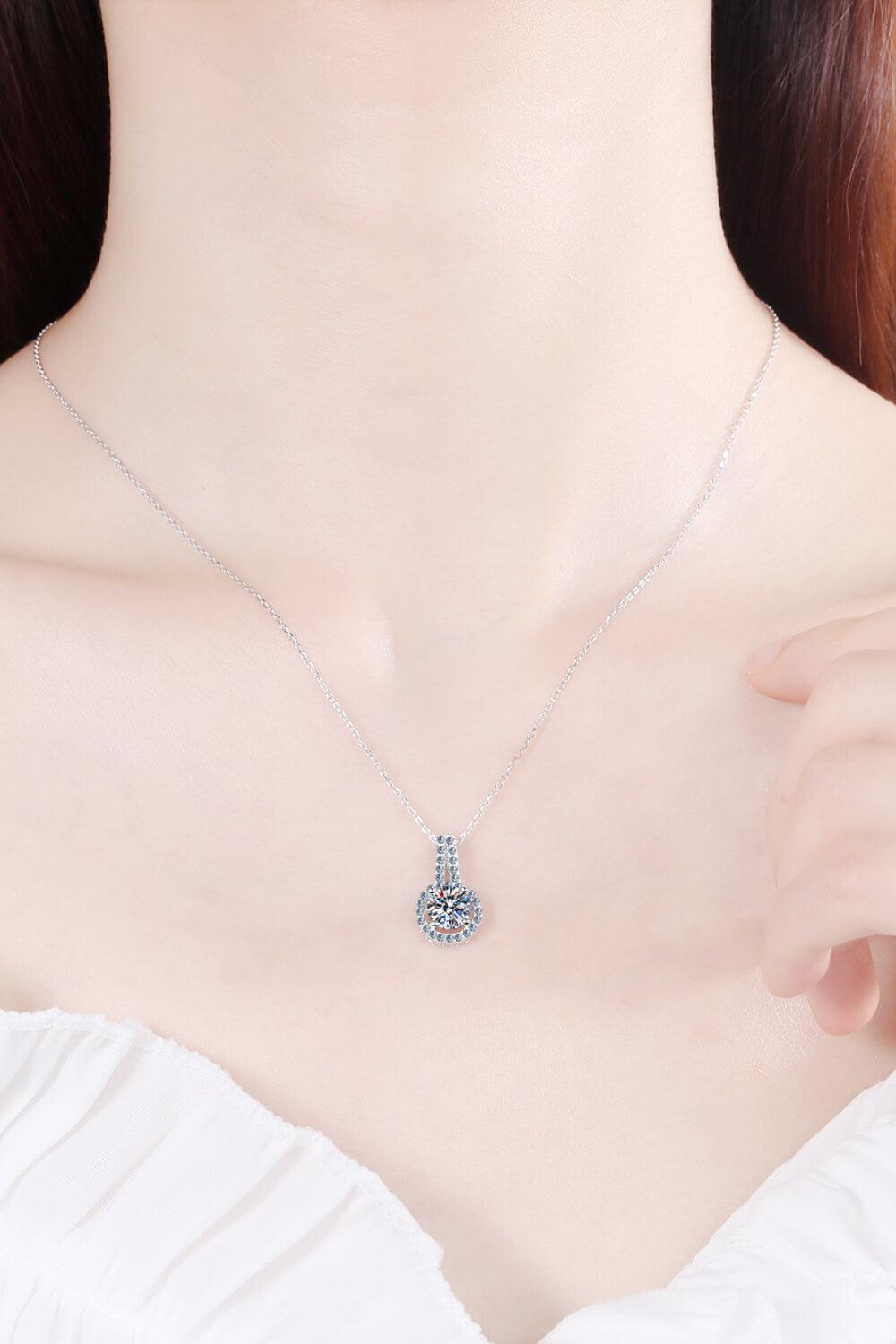 Build You Up Moissanite Round Pendant Chain Necklace BLUE ZONE PLANET