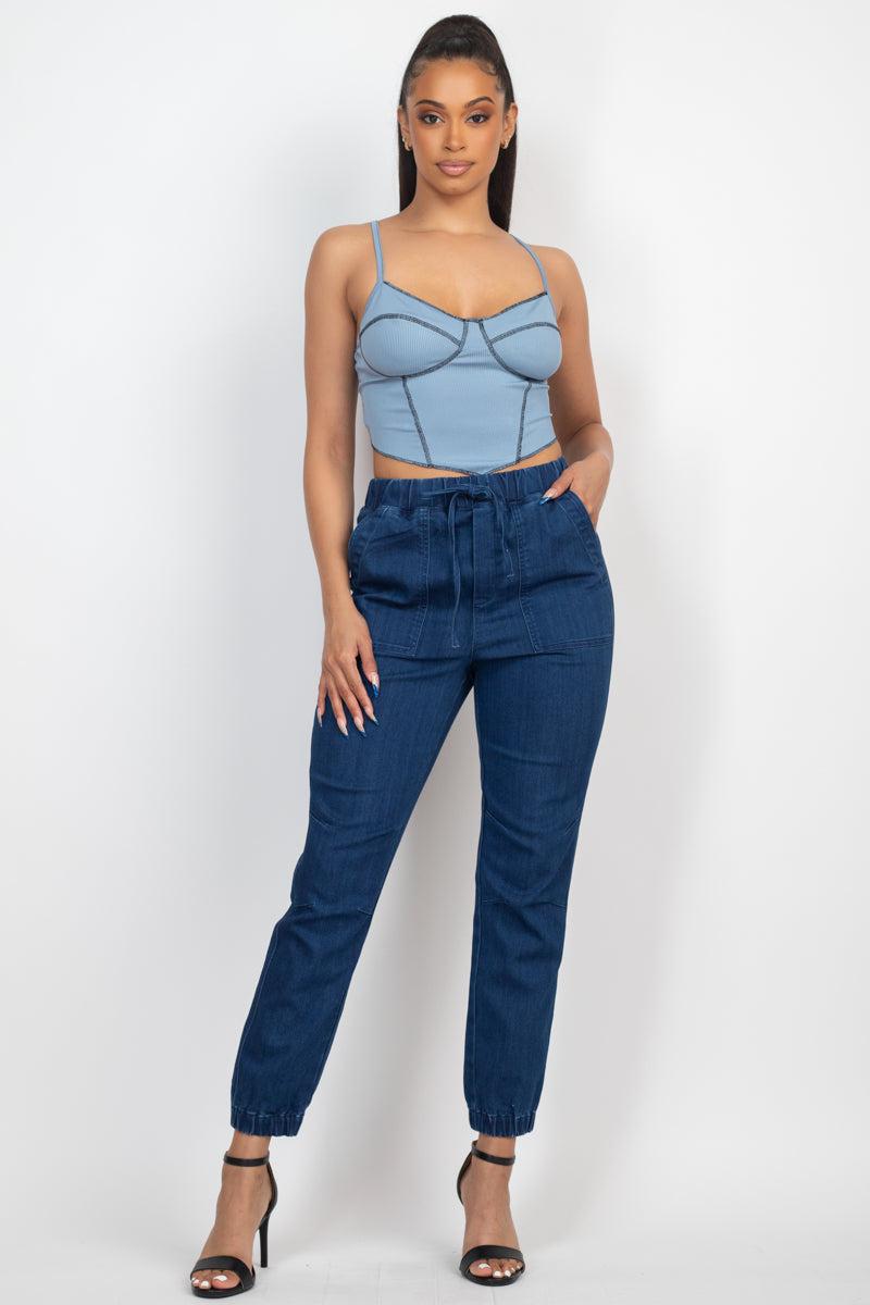 Bustier Sleeveless Ribbed Top Blue Zone Planet
