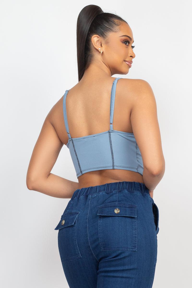 Bustier Sleeveless Ribbed Top Blue Zone Planet