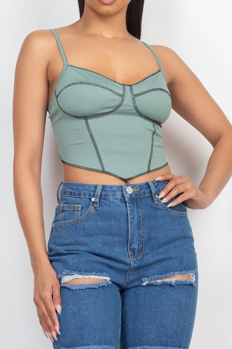 Bustier Sleeveless Ribbed Top Blue Zone Planet