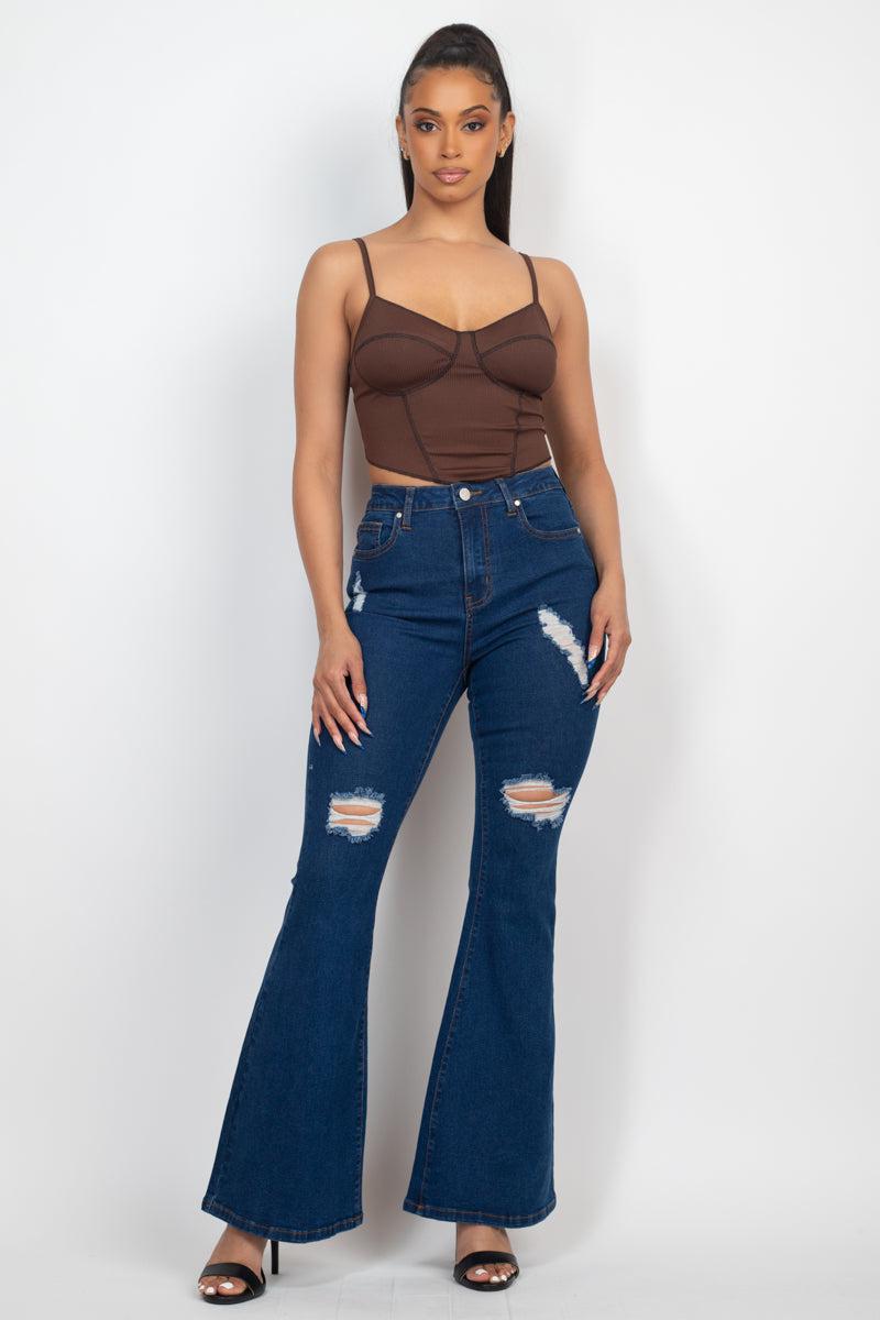 Bustier Sleeveless Ribbed Top Blue Zone Planet