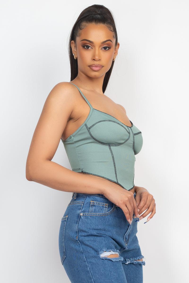 Bustier Sleeveless Ribbed Top Blue Zone Planet