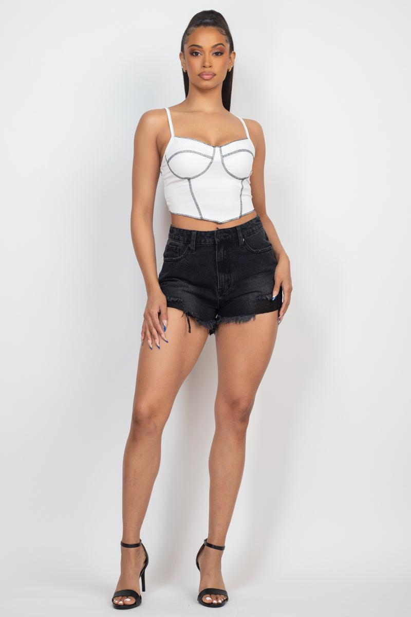 Bustier Sleeveless Ribbed Top Blue Zone Planet