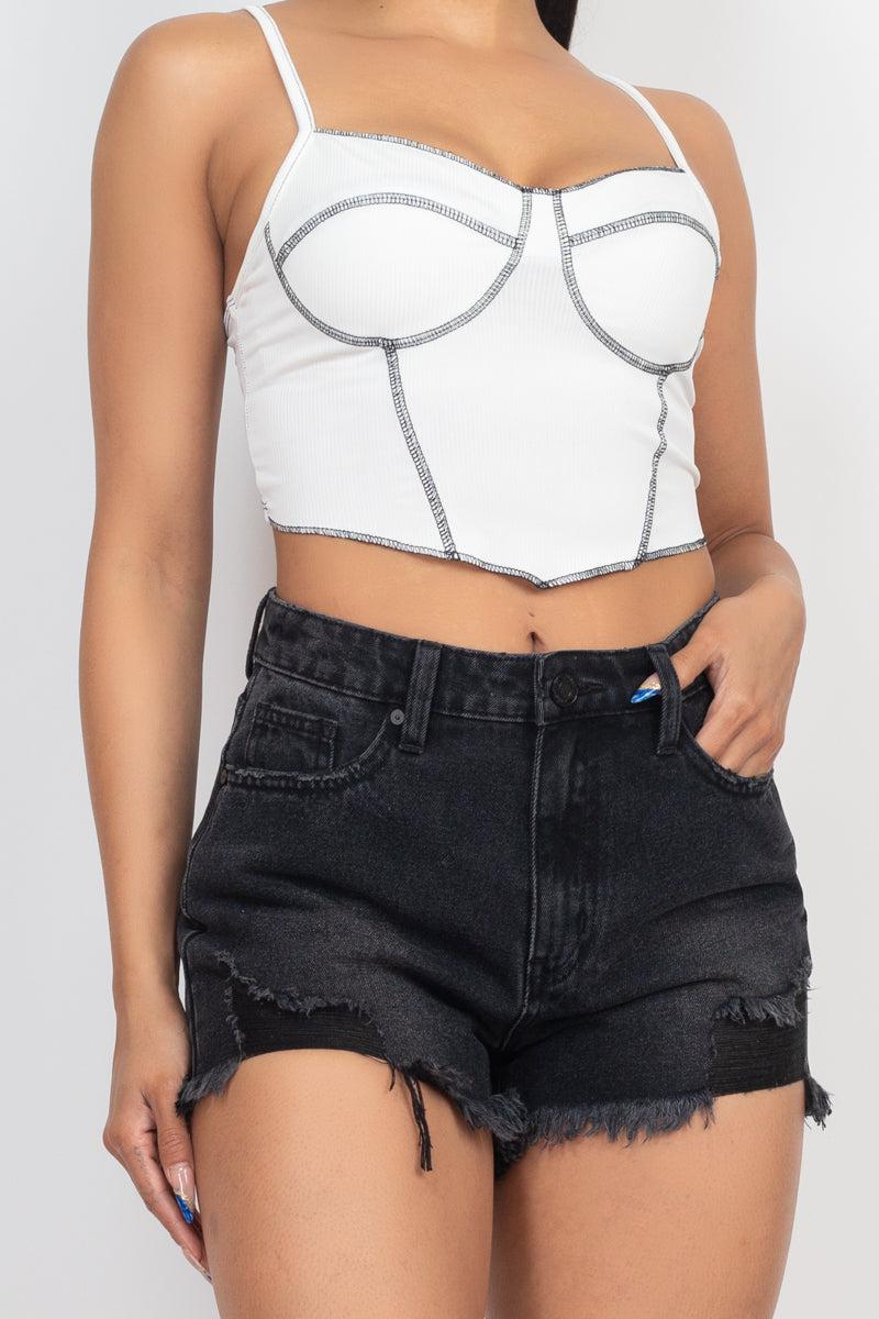 Bustier Sleeveless Ribbed Top Blue Zone Planet