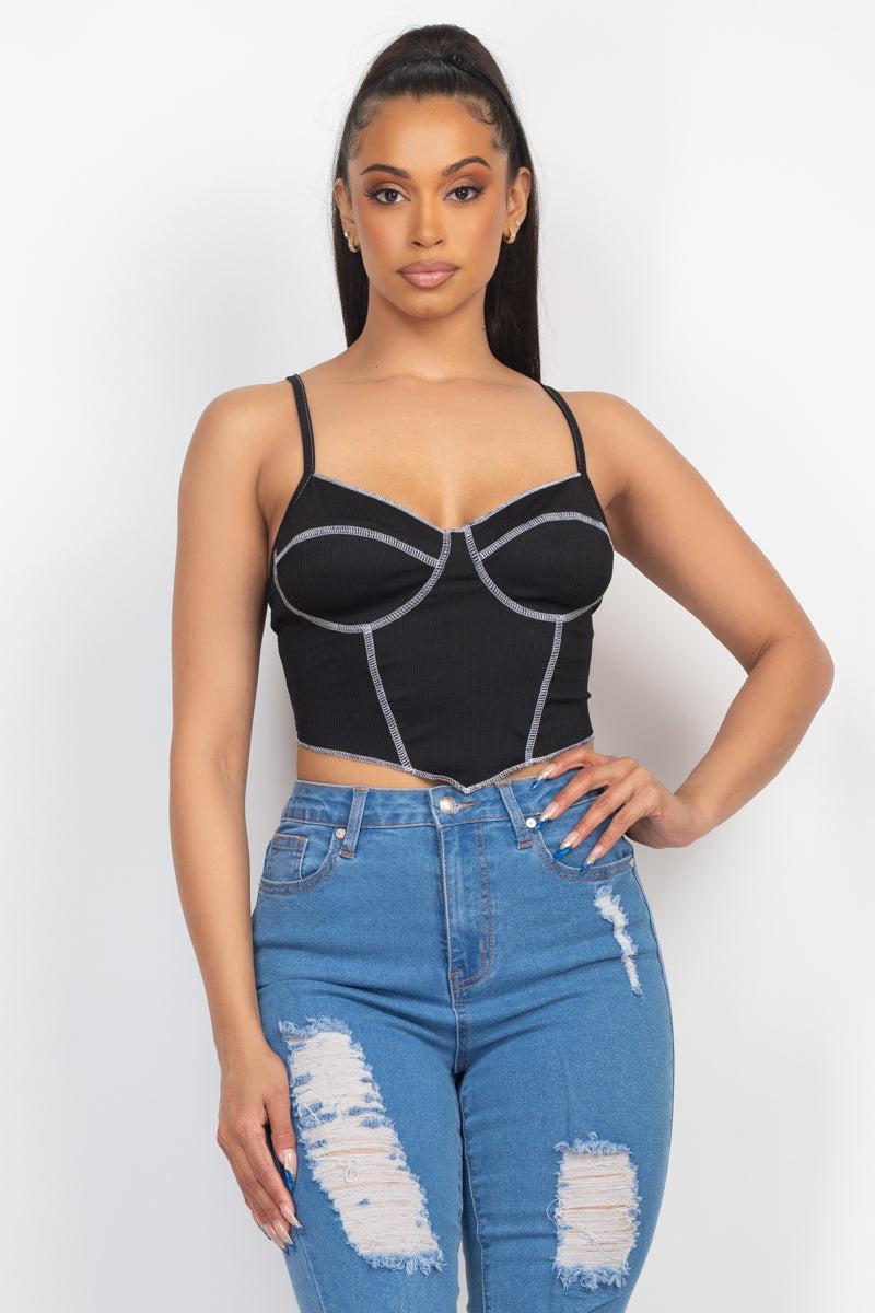 Bustier Sleeveless Ribbed Top Blue Zone Planet